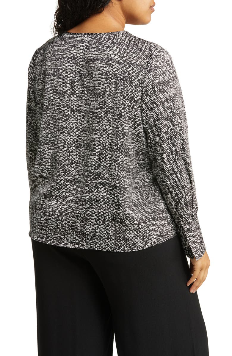 Nordstrom Print Satin V-Neck Long Sleeve Top, Alternate, color,