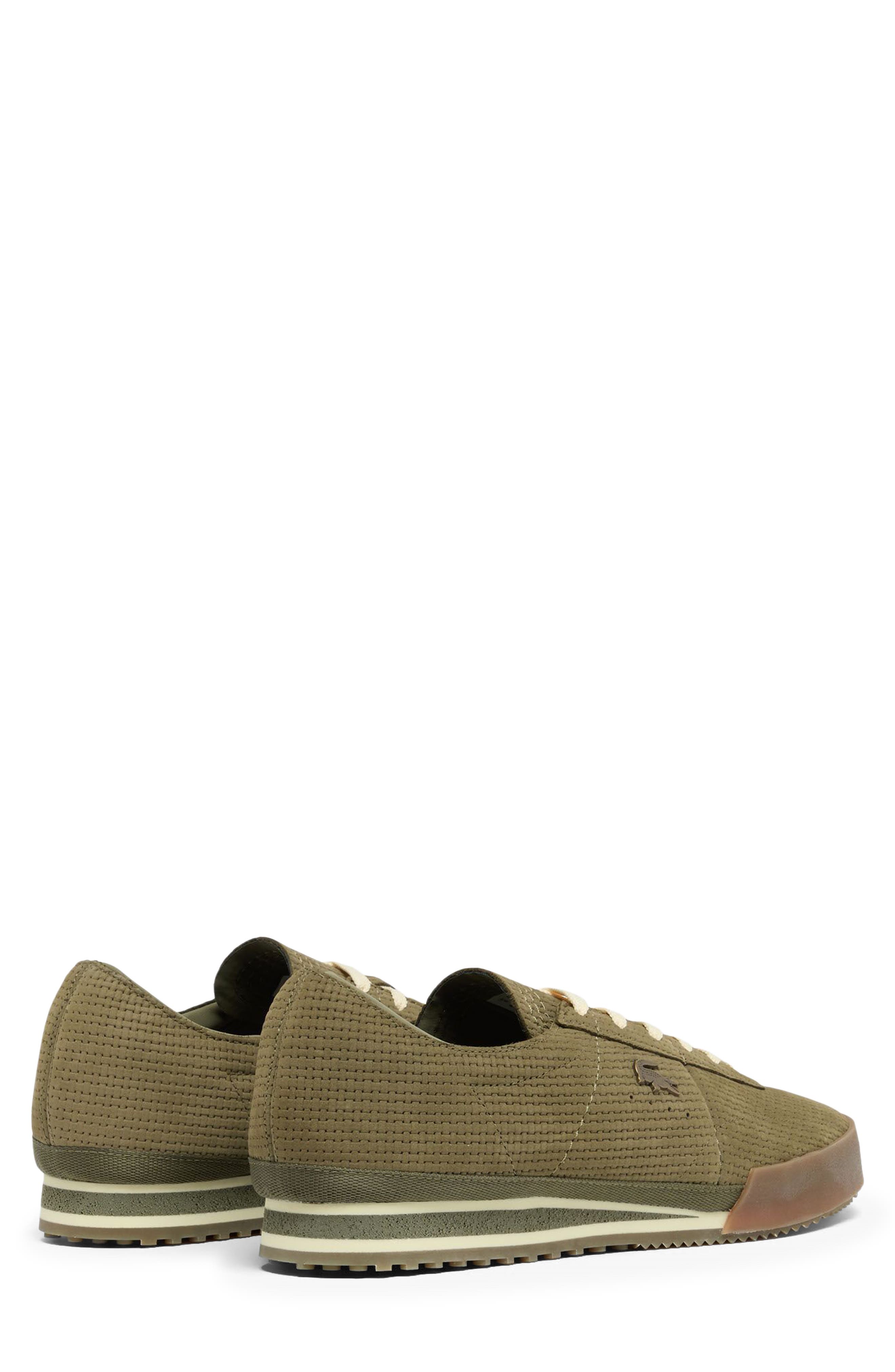 Lacoste Aura Embossed Leather Low Top Sneaker, Alternate, color, Khaki/ Gum