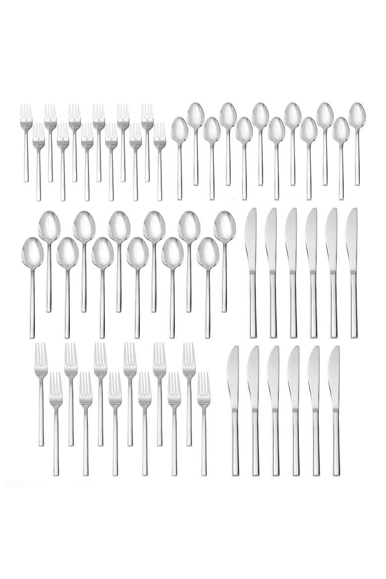 Arezzo Brushed 60-Piece Flatware Set, Main, color, SILVER