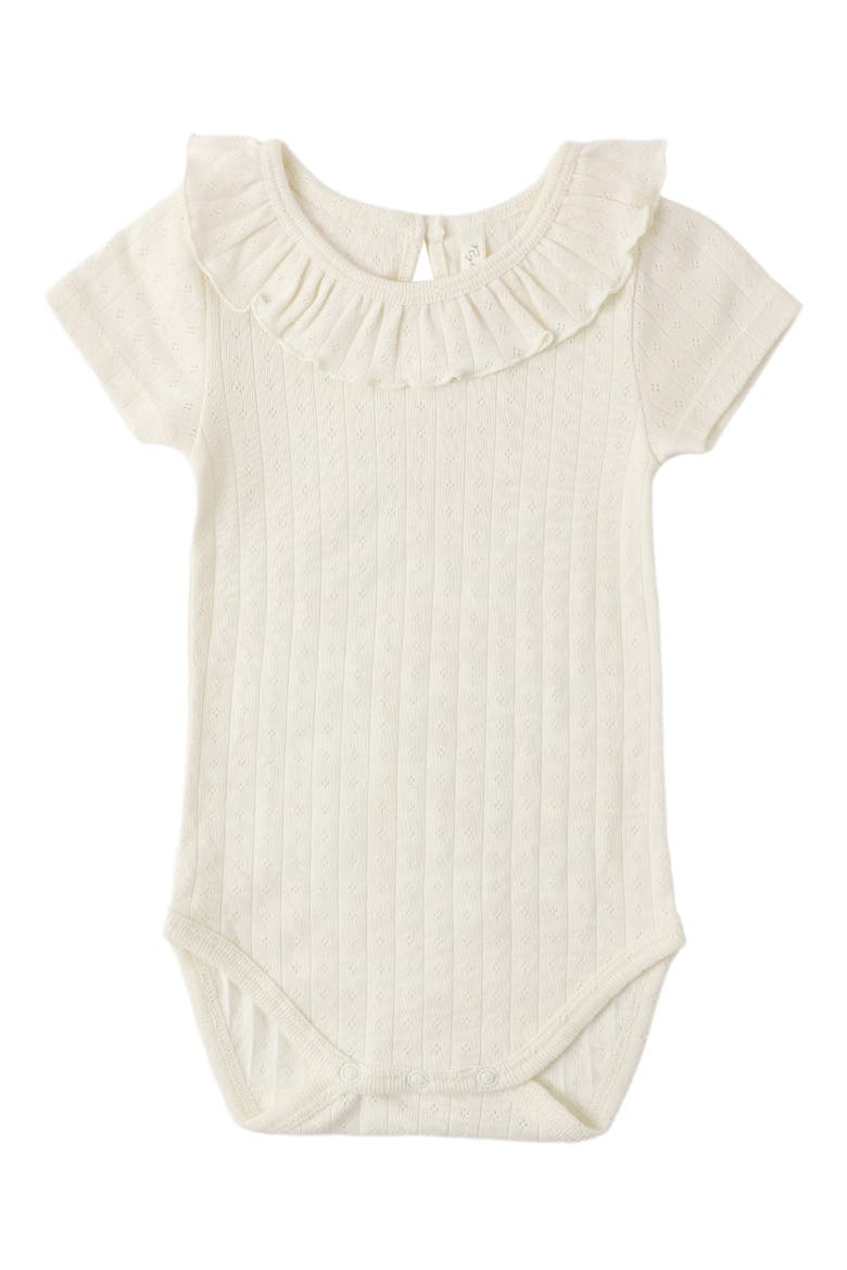 Ruffle Collar Cotton Bodysuit, Alternate, color, IVORY