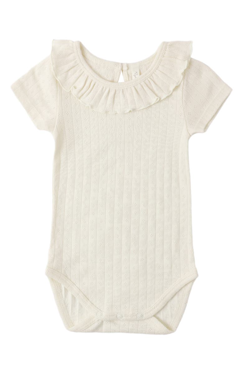 Rylee + Cru Ruffle Collar Cotton Bodysuit, Alternate, color, Ivory