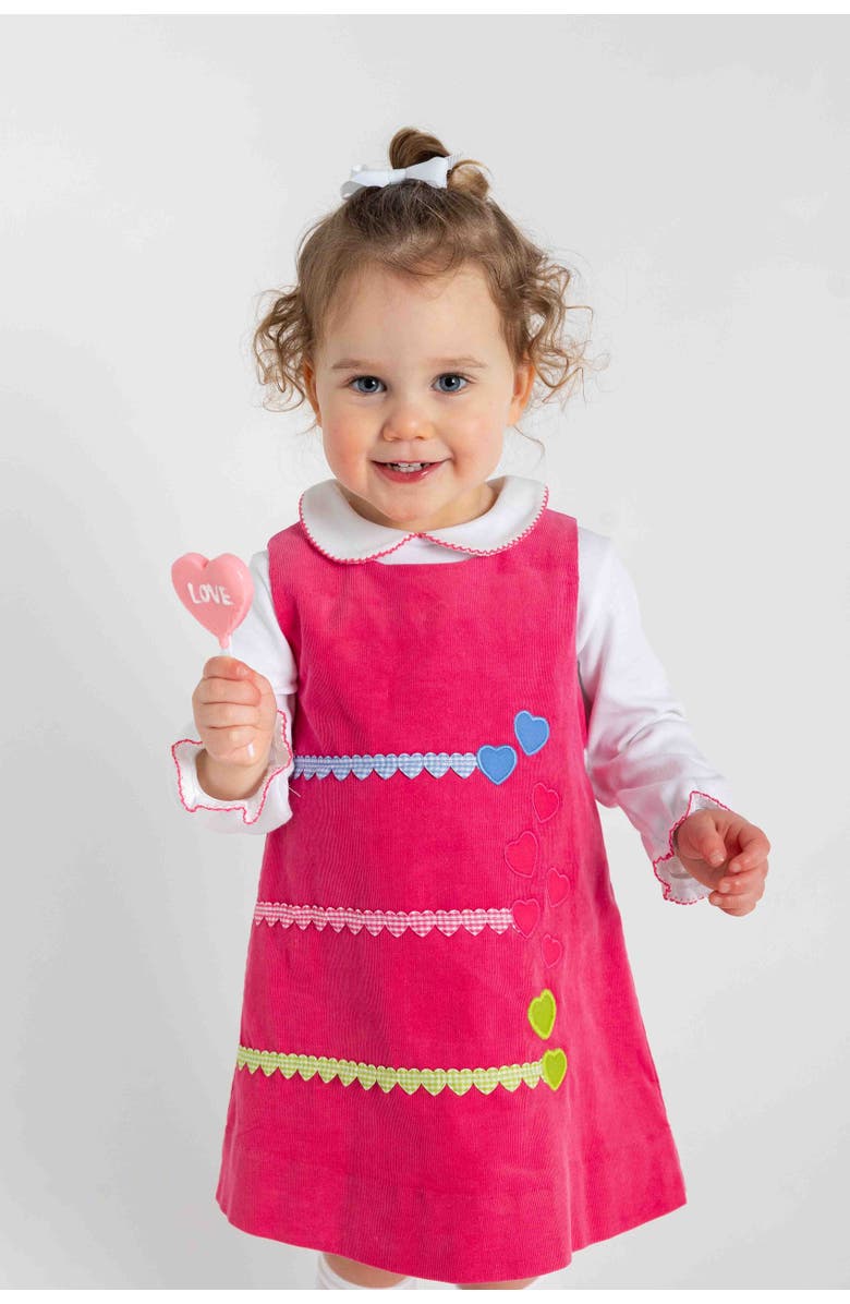 Florence Eiseman Corduroy Jumper With Hearts, Alternate, color, Pink, Blue, Green