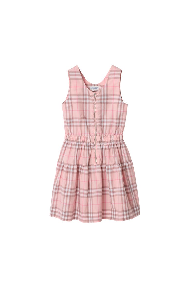 Burberry Check Cotton Dress, Main, color, Peony Pink
