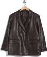 MAX STUDIO Double Breasted Faux Leather Blazer