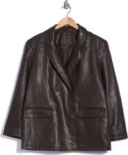 MAX STUDIO Double Breasted Faux Leather Blazer