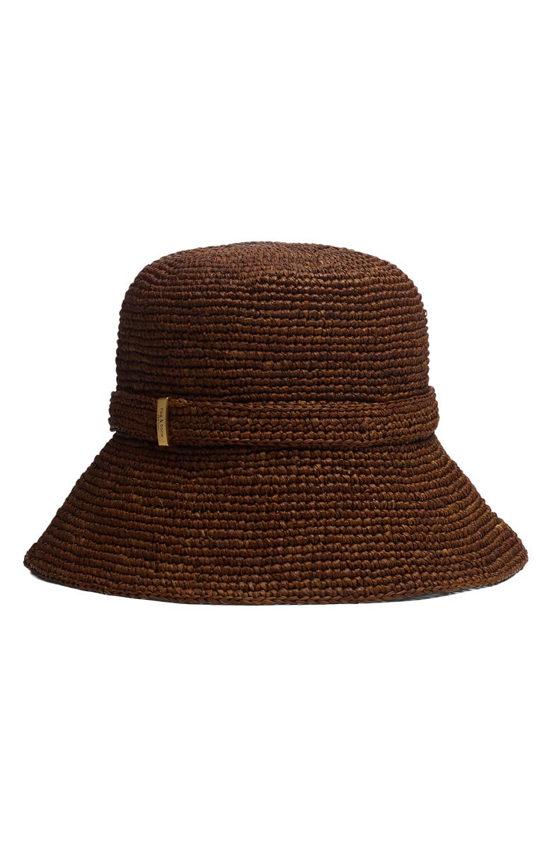 rag & bone Lela Packable Straw Bucket Hat, Main, color, Brown