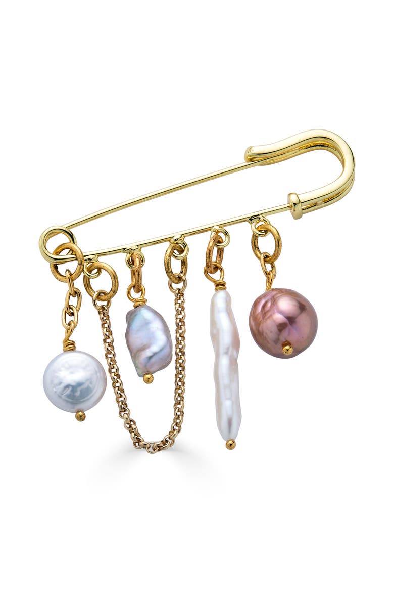 Loni Paul Jewelry Colorful Pearl Brooch, Main, color, Gold
