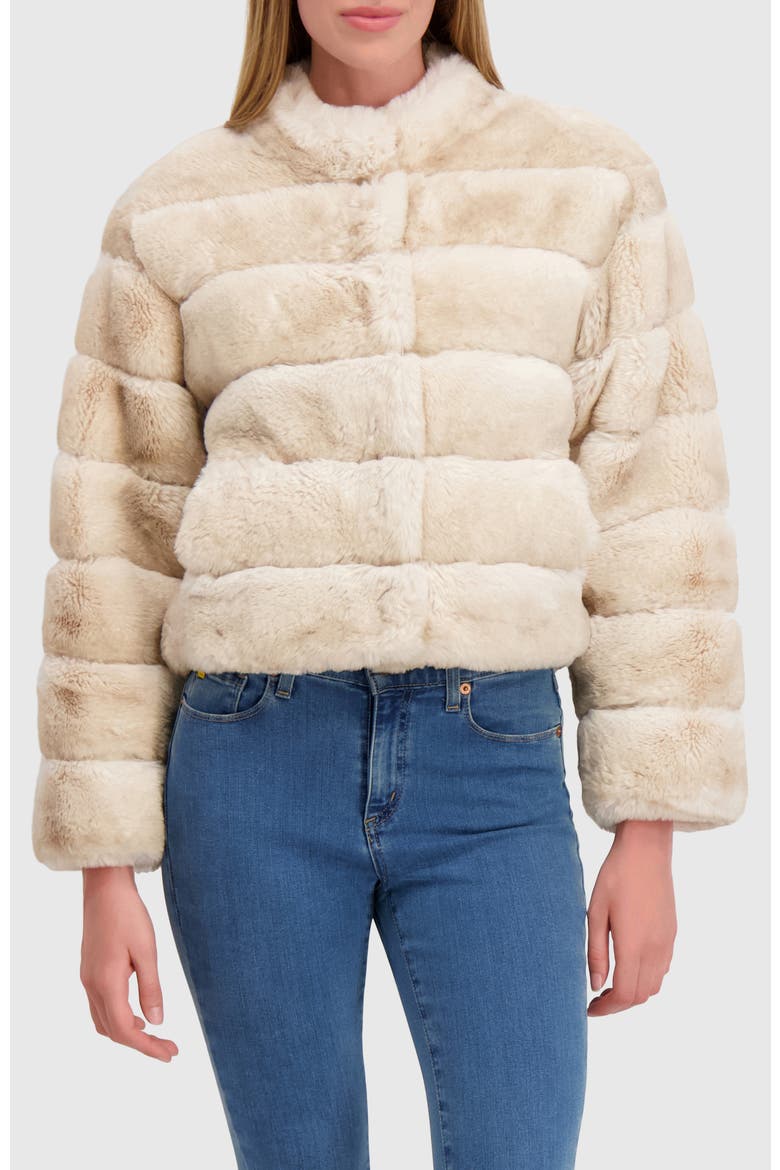 Fur-Free Chinchilla (Faux Fur) Jacket, Stand Collar, Main, color, WHITE CHINCH