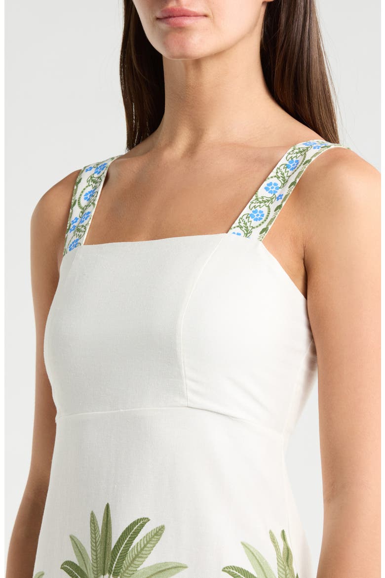 Senara Floral Minidress, Alternate, color, WHITE-GREEN-MULTI