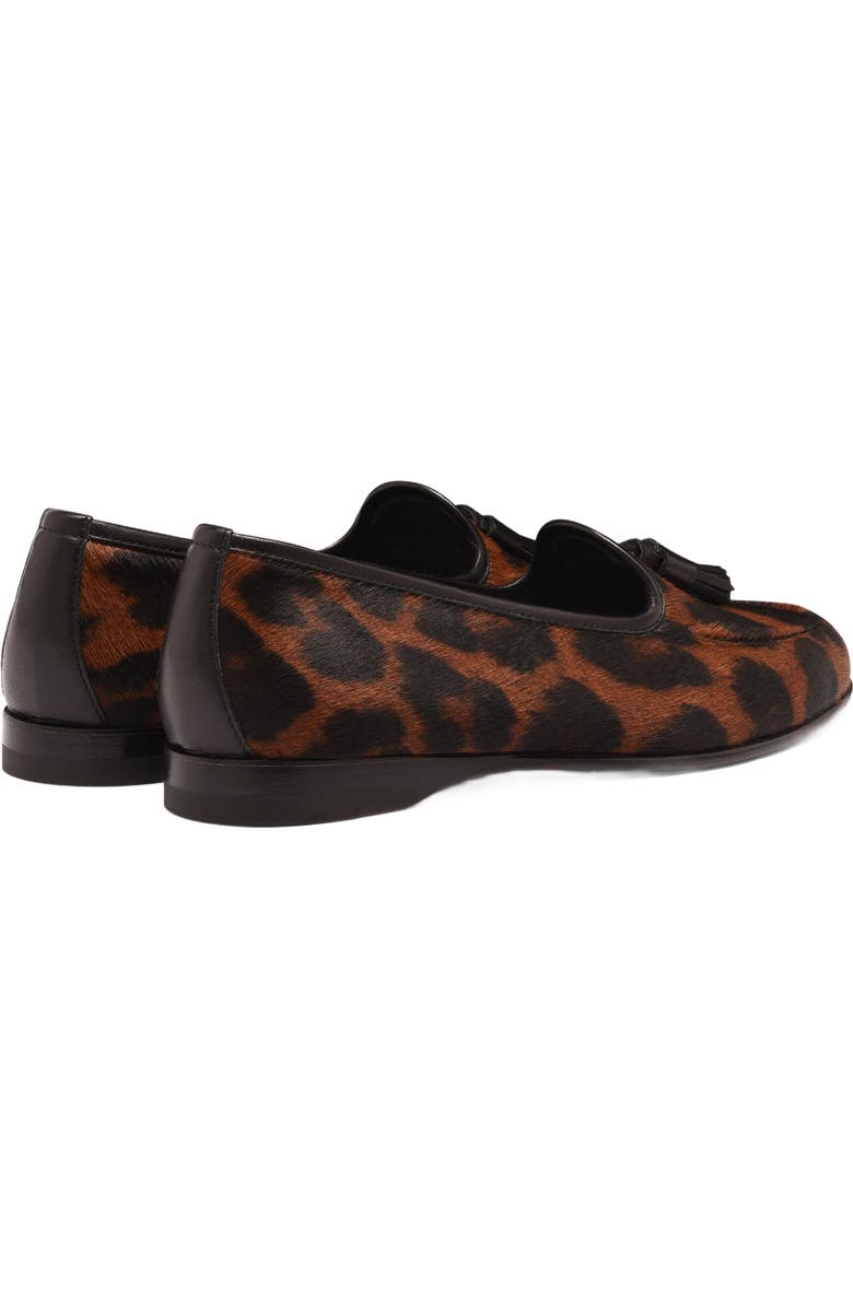 Santoni Women's Andrea Leopard Tassel Loafer, Alternate, color,