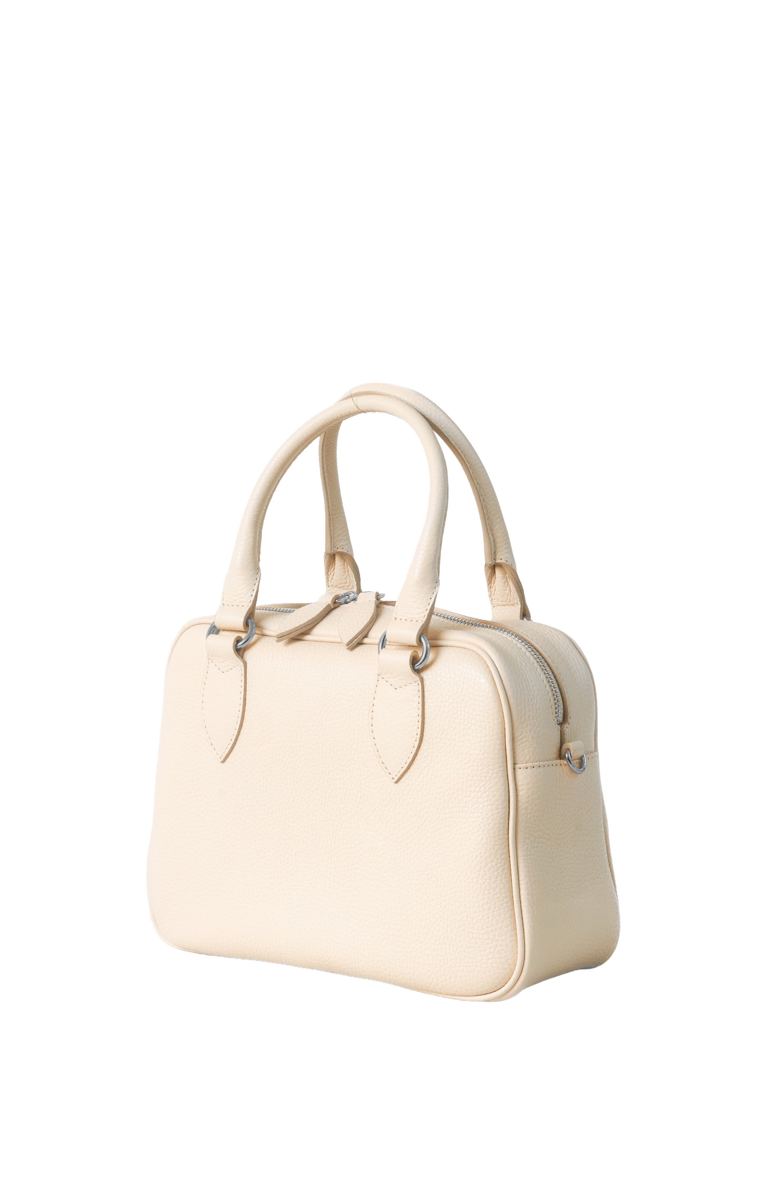 La Corsa Leather Bowling Bag, Alternate, color, Bone Silver