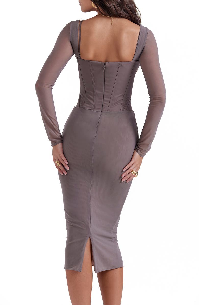 HOUSE OF CB Safran Long Sleeve Midi Dress, Alternate, color, Mocha