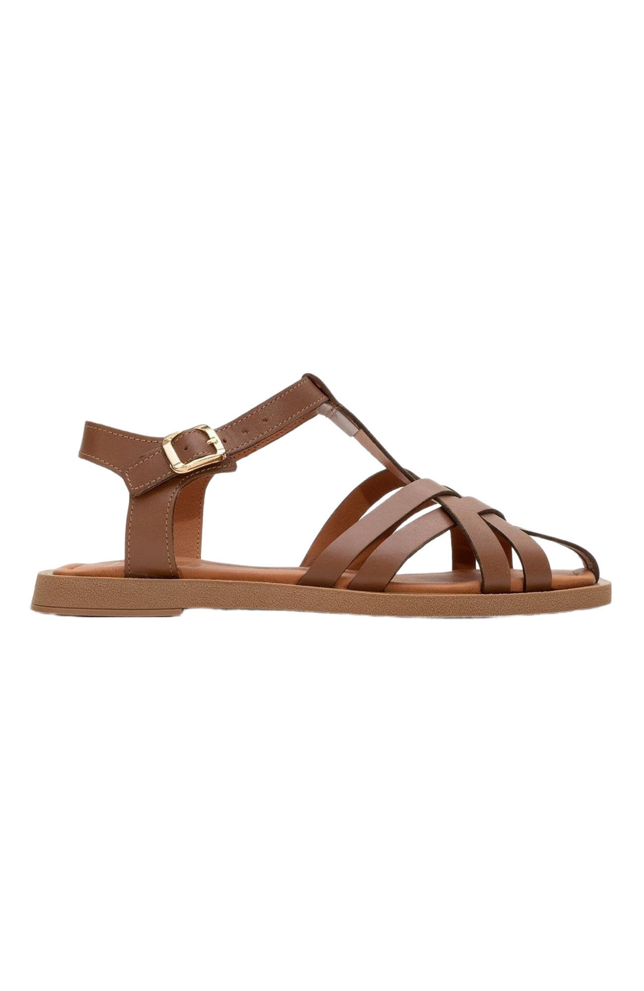 Andres Leather Sandal, Alternate, color, Cognac Brown Leather