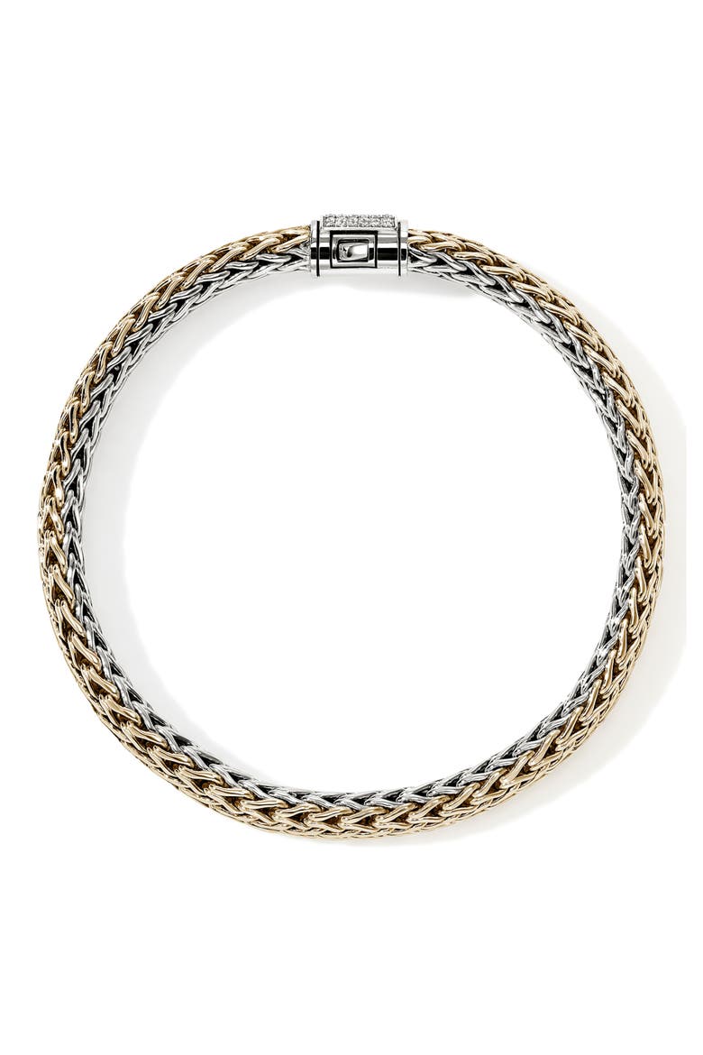 Icon Bracelet, Reversible, Gold, Silver, Diamonds, 6.5mm, Alternate, color, SILVER AND GOLD