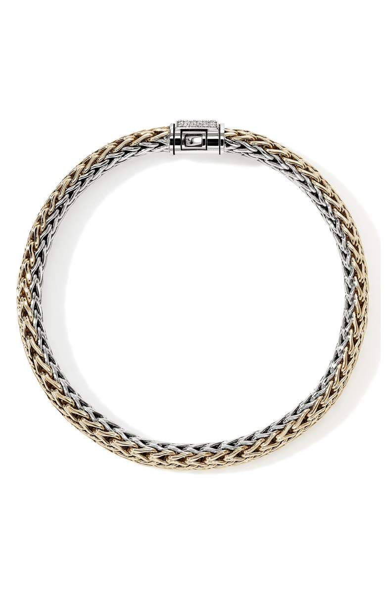 John Hardy Icon Bracelet, Reversible, Gold, Silver, Diamonds, 6.5mm, Alternate, color, Silver And Gold