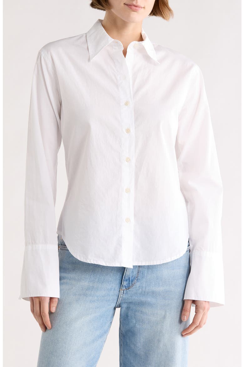 Lisette Solid Poplin Button-Up Shirt, Main, color, WHITE POPLIN