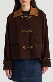 Hunter Cropped Corduroy Jacket with Buckle Closure
