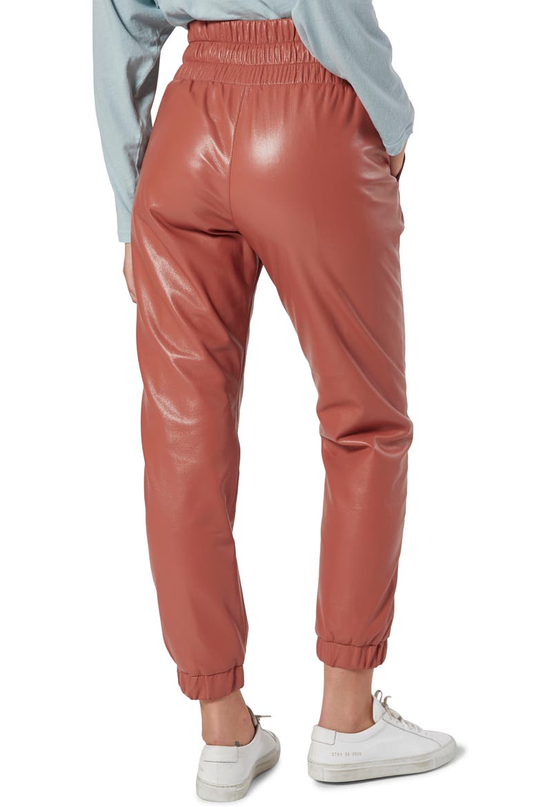 Wadley Faux Leather Pocket Joggers, Alternate, color, BURNT CLAY