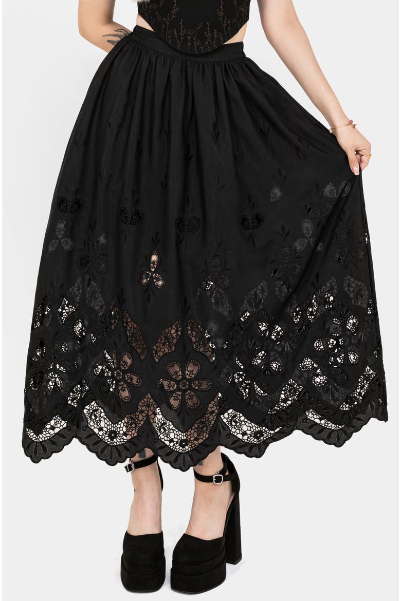Maple Broderie Hem Maxi Skirt, Main, color, Black