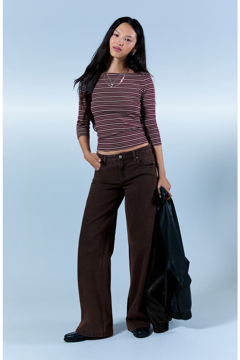 Casey Low Rise Baggy Wide Leg Jeans, Alternate, color, BROWN