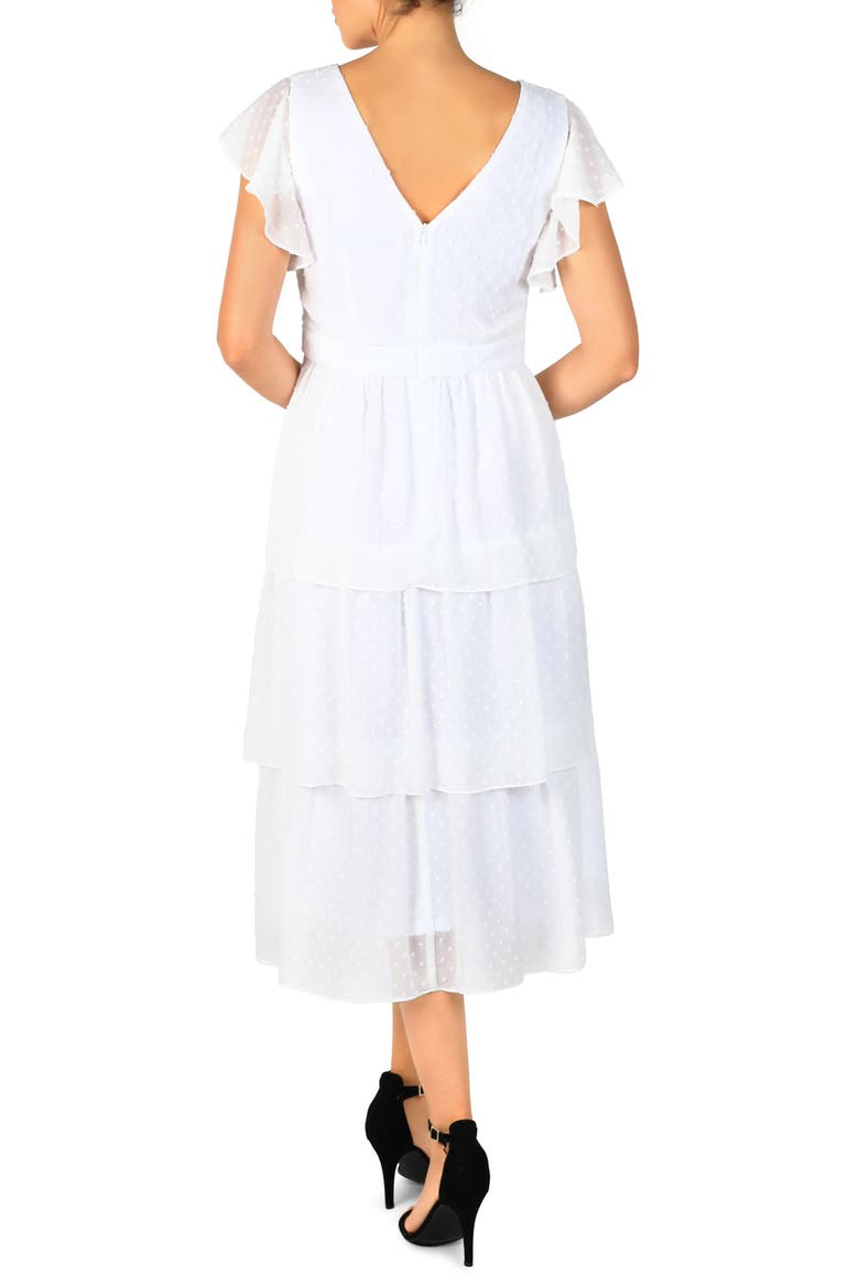 Clip Dot Chiffon Midi Dress, Alternate, color, IVORY