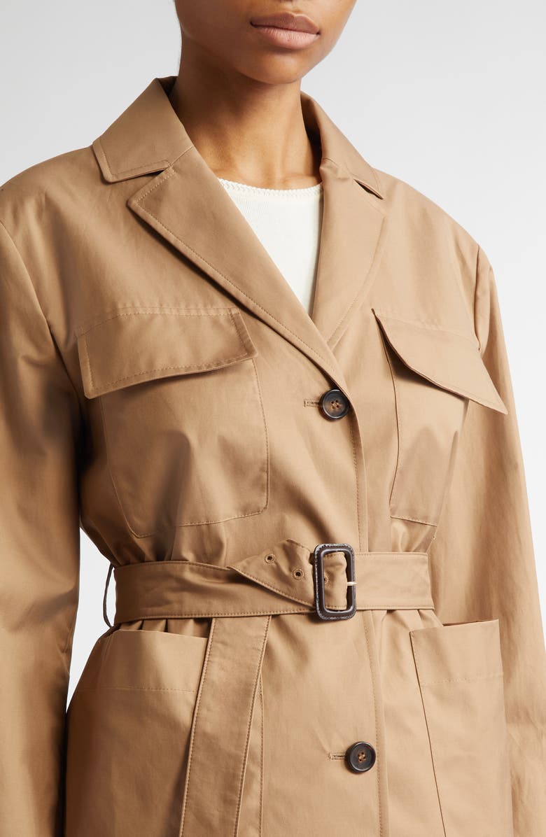 Max Mara Giulia Water Repellent Twill Belted Jacket, Alternate, color, Camel