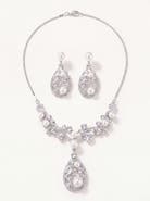 Modenaire Pearl and Crystal Teardrop Necklace and Earrings Set