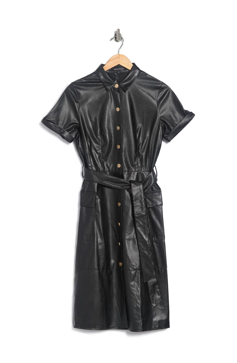 Jealous Tomato Faux Leather Shirt Dress, Alternate, color, 