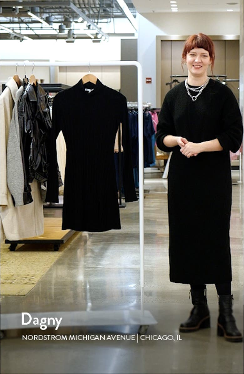 Libra Long Sleeve Rib Mock Neck Minidress, sales video thumbnail