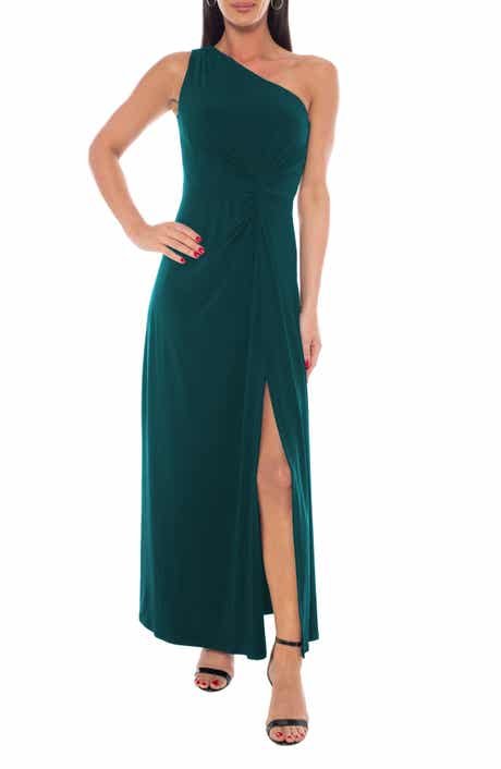 Marina One-Shoulder Front Twist A-Line Gown