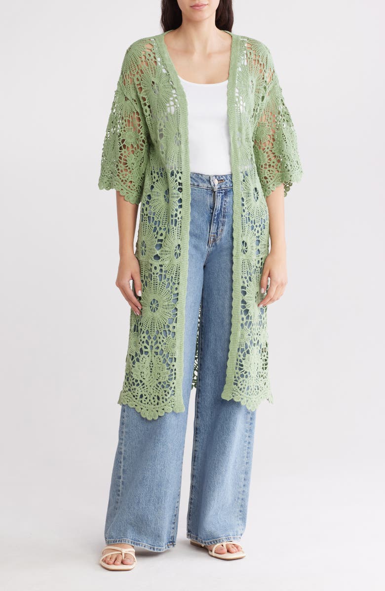 AREA STARS Open Knit Cardigan Duster, Main, color, 