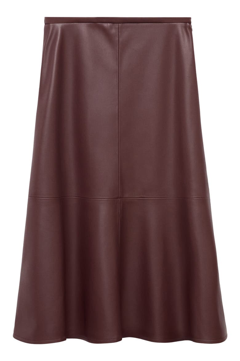 Paris Faux Leather A-Line Midi Skirt, Alternate, color, MAROON