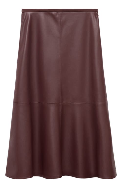 Mango Paris Faux Leather A-line Midi Skirt In Burgundy