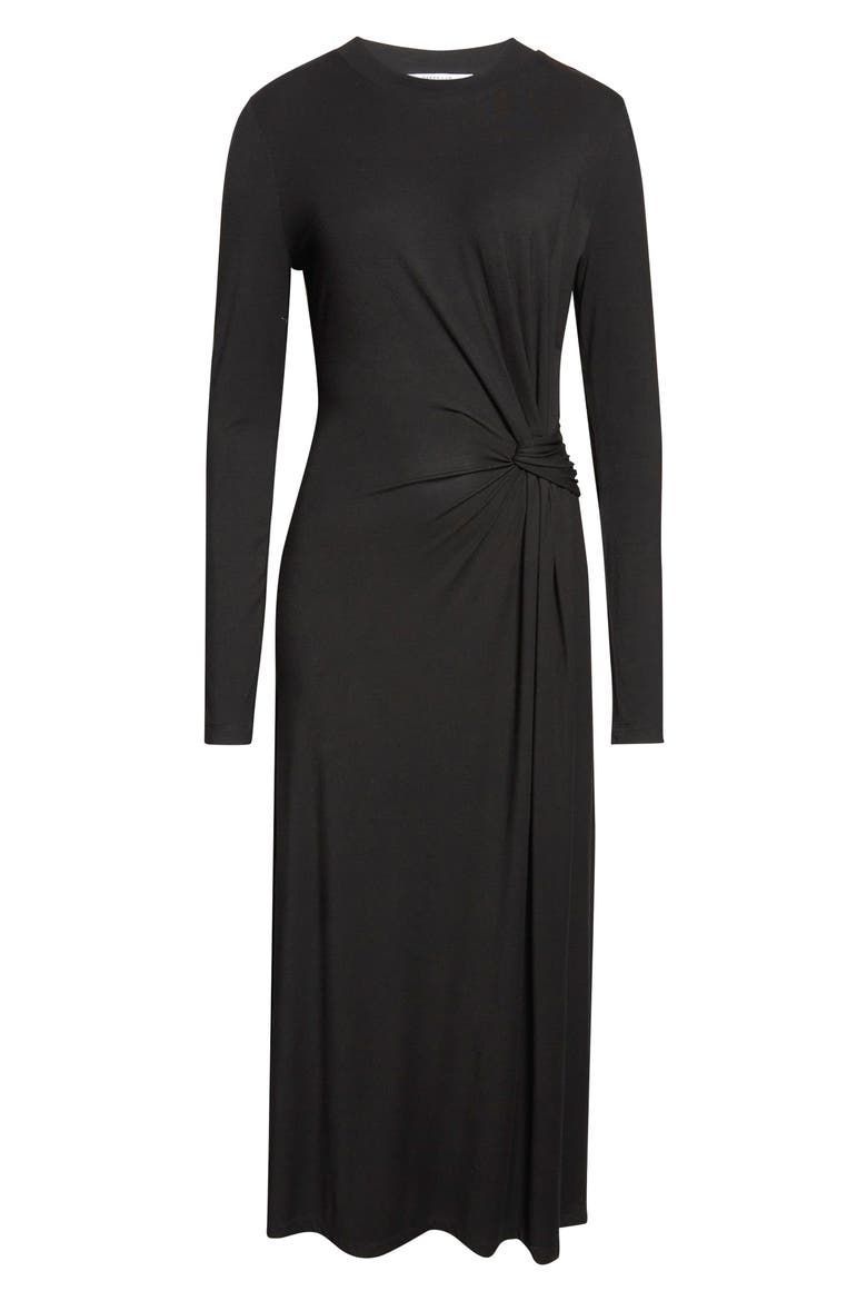 Avise Long Sleeve Twist Detail Jersey Midi Dress, Alternate, color, BLACK