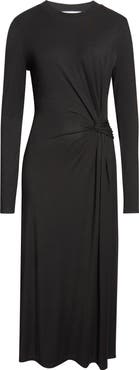 Derek Lam 10 Crosby Avise Long Sleeve Twist Detail Jersey Midi Dress