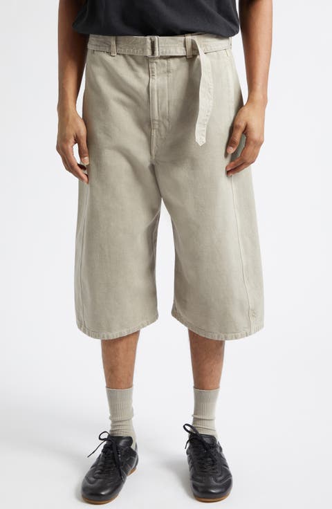Belted Denim Bermuda Shorts (Moonstone)