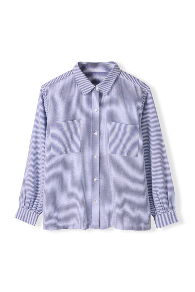 Side Split Striped Shirt, Alternate, color, Blue Stripe