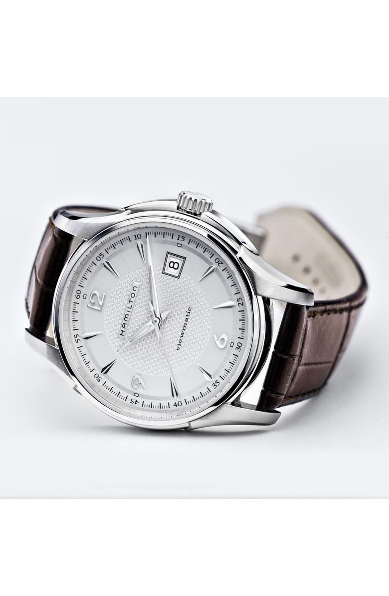 Hamilton Jazzmaster Viewmatic Auto Leather Strap Watch, 40mm, Alternate, color, 