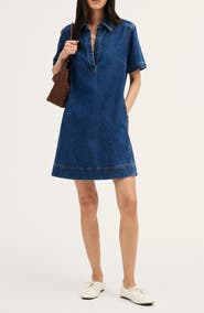 Madewell Airy Denim Polo Minidress