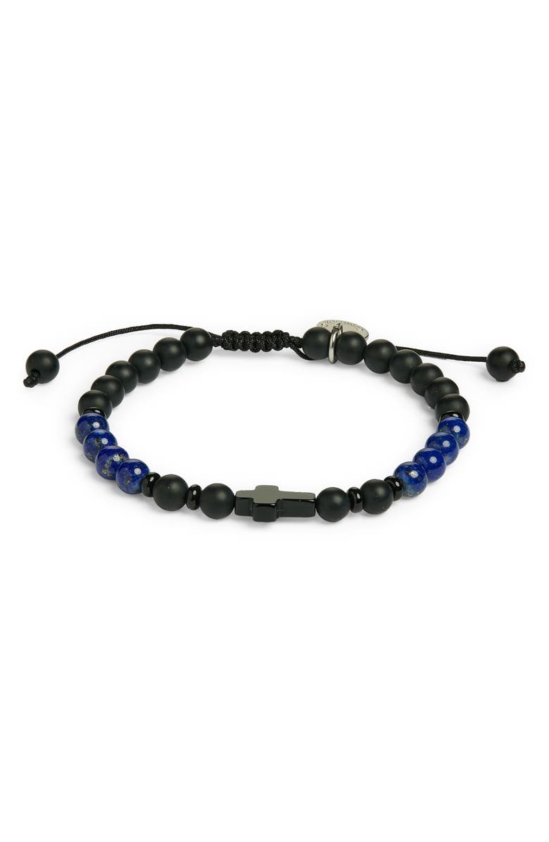 Caputo & Co. Cross Beaded Bracelet, Alternate, color, Black Onyx