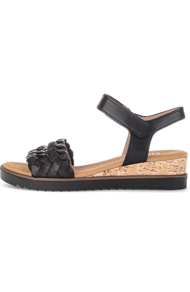 Gabor Ankle Strap Wedge Sandal, Alternate, color, Black