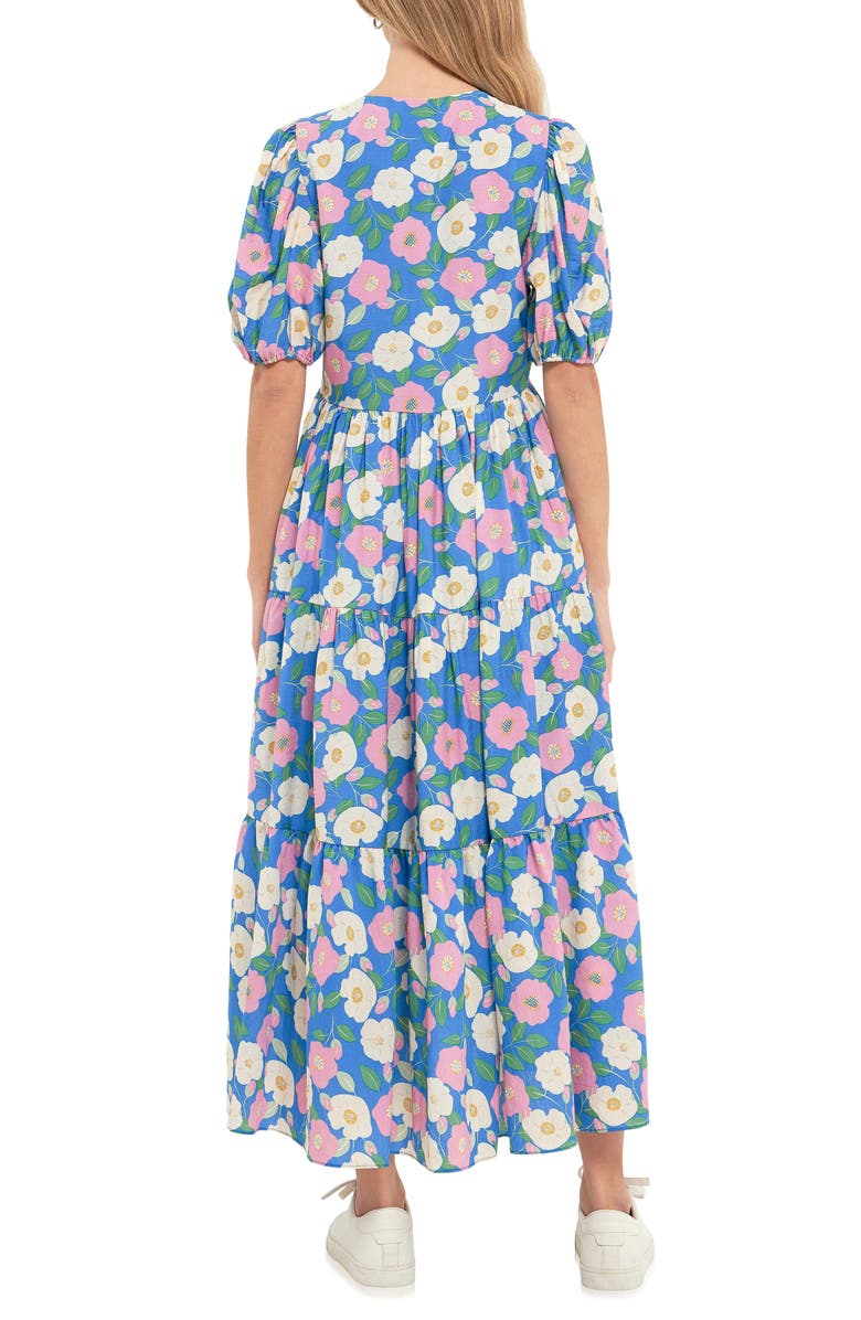 English Factory Floral Puff Sleeve Midi Dress, Alternate, color, 