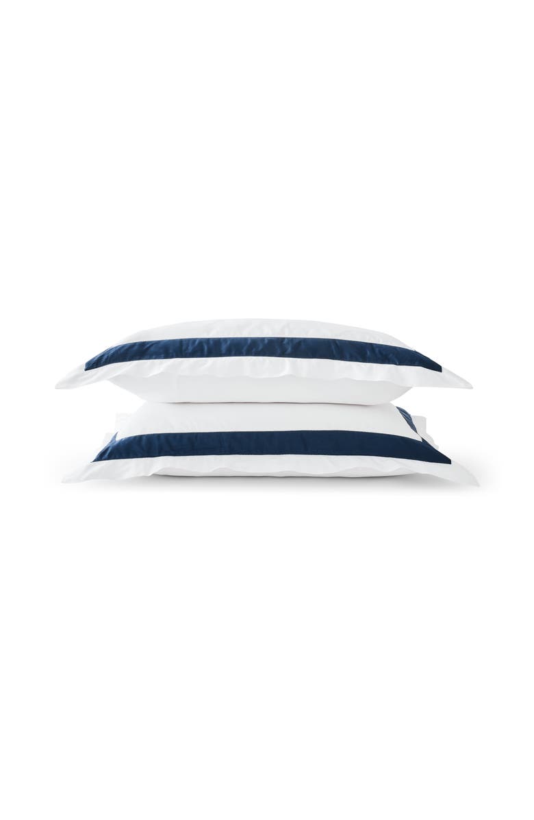 CHRISTY Balmoral Luxury Cotton Sateen Oxford Style Pillow Sham Pairs, Main, color, Navy Blue