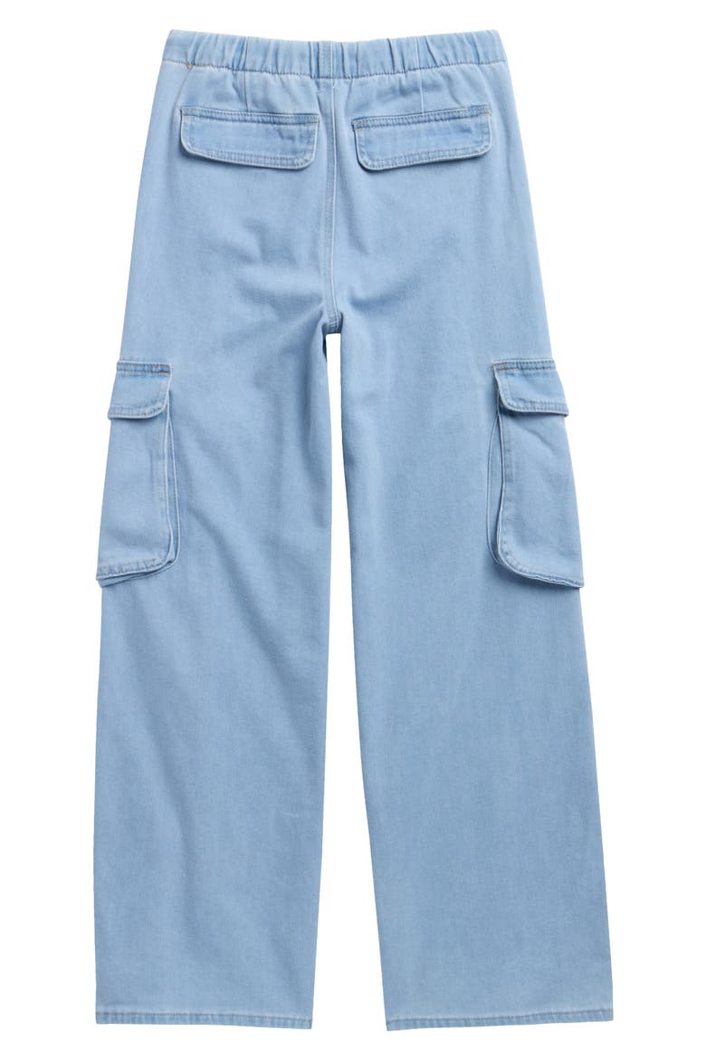 Kids' Pull-On Cargo Jeans, Alternate, color, LIGHT INDIGO