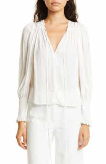 Rebecca Taylor Tie Neck Sateen Blouse