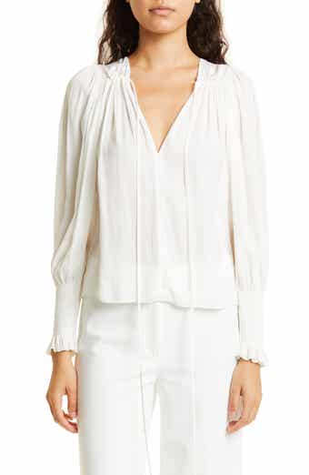 Rebecca Taylor Tie Neck Sateen Blouse