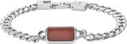 GEOFFREY BEENE Men's Stainless Steel Semiprecious Stone Curb Chain Bracelet