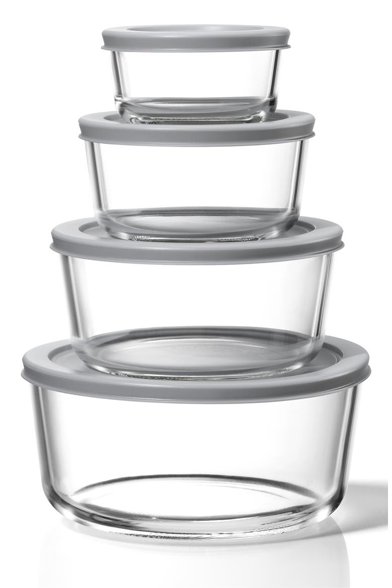 Set of 4 Glass Food Storage Containers, Main, color, NO COLOR