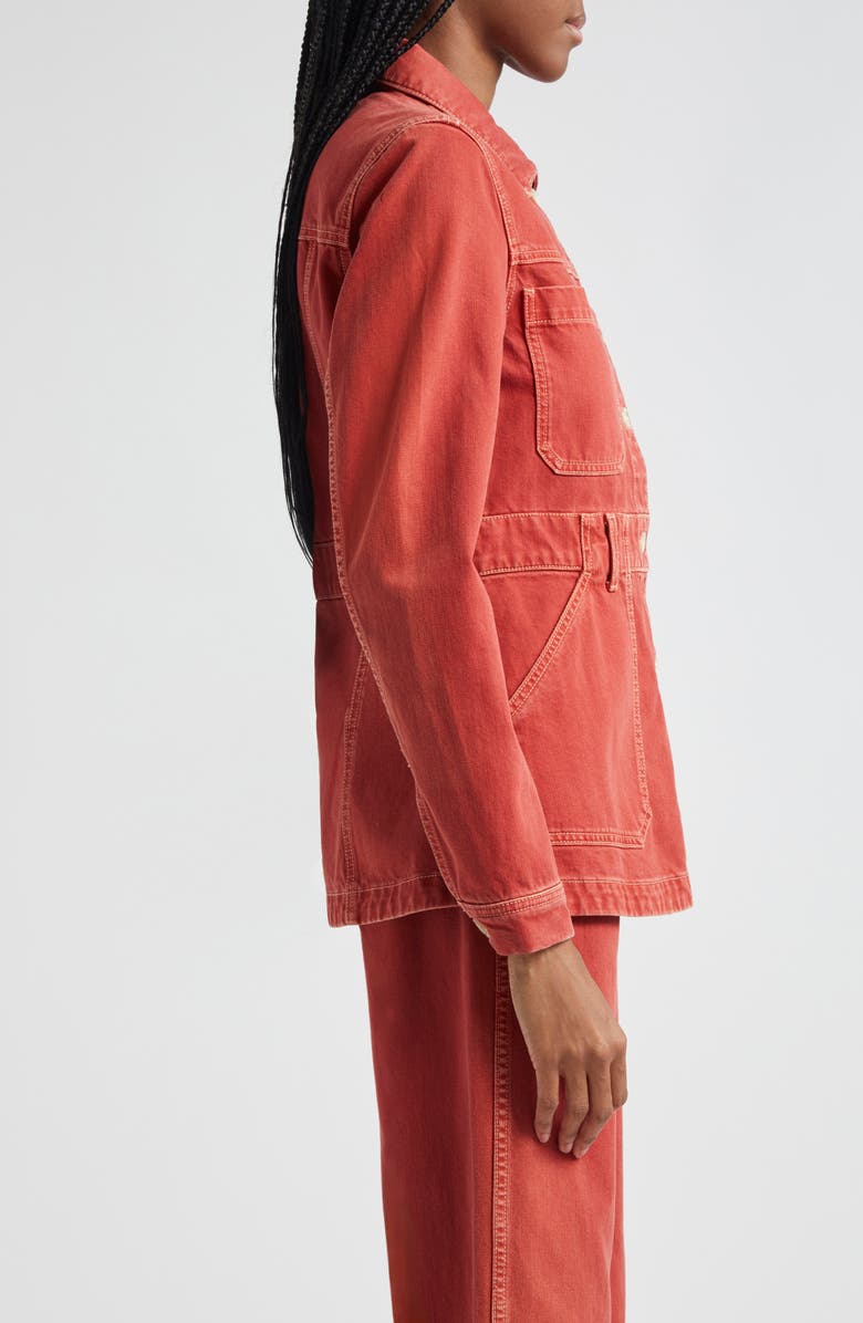 Veronica Beard Anzu Topstitch Detail Cotton Jacket, Alternate, color, 