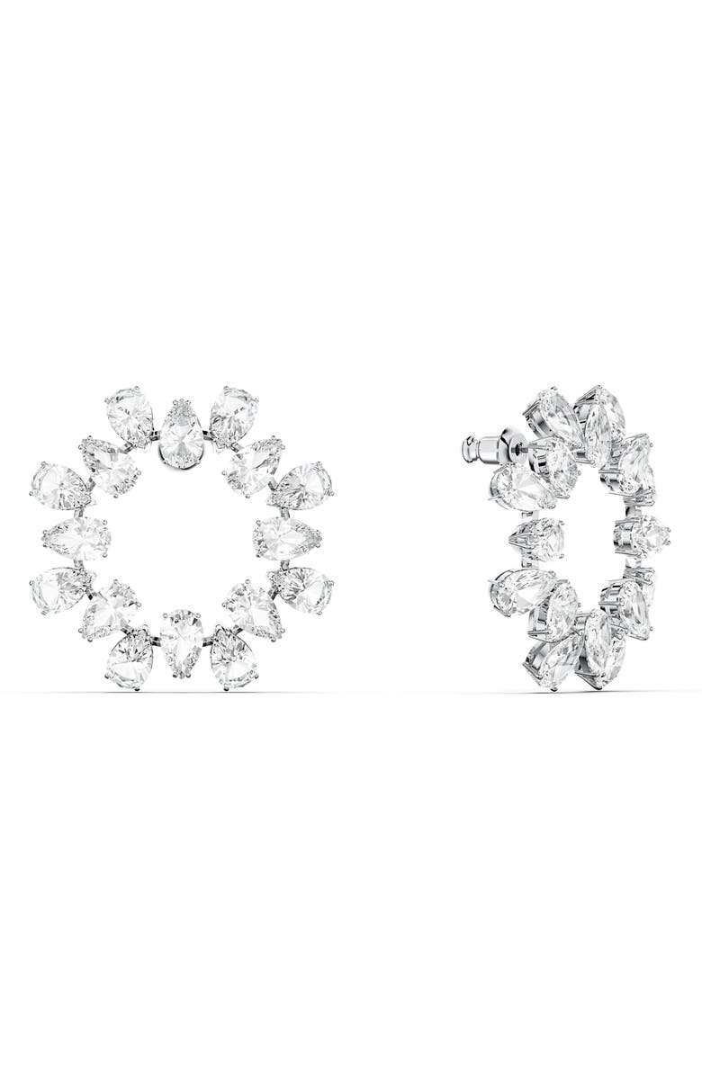 Swarovski Matrix Cubic Zirconia Frontal Hoop Earrings, Alternate, color, Silver / Clear Crystal